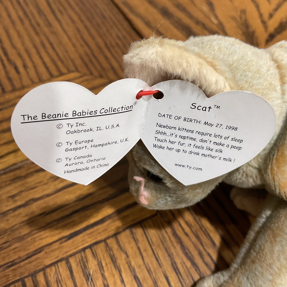 Ty Beanie Babies Cat 🐈 Set: Gray Prance, White Flip, Tan Scat, Light Brown Nip - Picture 5 of 12
